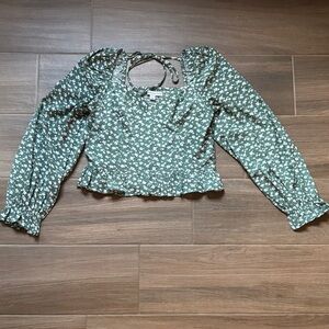 Women's Green Floral Crop Top